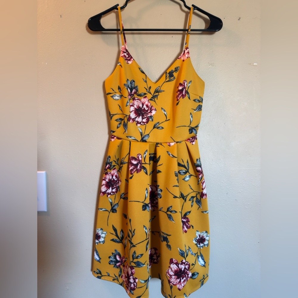 Soprano Mustard Floral Mini Dress